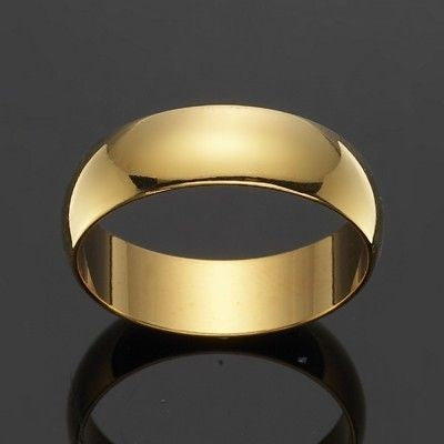 18ct Heavy Yellow Gold Plated Men's 6mm Band Ring - USA MADE-1